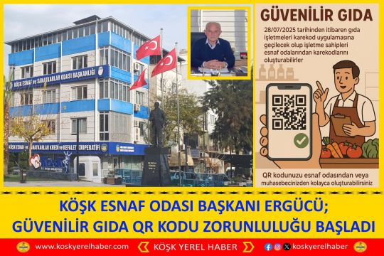 KÖŞK ESNAF ODASI BAŞKANI ERGÜCÜ; GÜVENİLİR GIDA QR KODU ZORUNLULUĞU BAŞLADI
