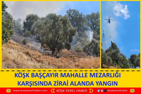 KÖŞK BAŞÇAYIR MAHALLE MEZARLIĞI KARŞISINDA ZİRAİ ALANDA YANGIN