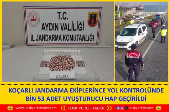 KOÇARLI JANDARMA EKİPLERİNCE YOL KONTROLÜNDE BİN 53 ADET UYUŞTURUCU HAP GEÇİRİLDİ