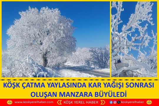 KÖŞK ÇATMA YAYLASINDA KAR YAĞIŞI SONRASI OLUŞAN MANZARA BÜYÜLEDİ