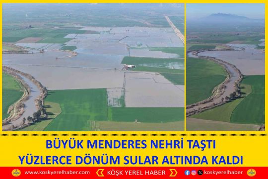 BÜYÜK MENDERES NEHRİ TAŞTI YÜZLERCE DÖNÜM SULAR ALTINDA KALDI