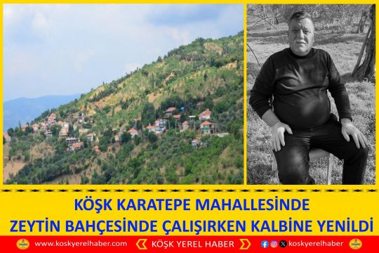 KÖŞK KARATEPE MAHALLESİNDE ZEYTİN BAHÇESİNDE ÇALIŞIRKEN KALBİNE YENİLDİ