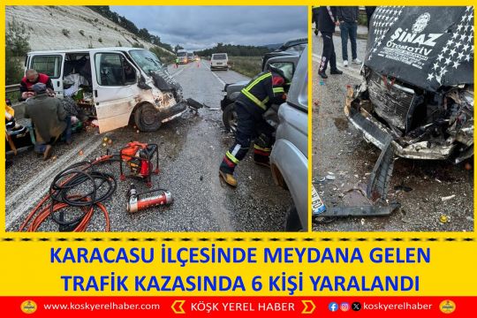 KARACASU İLÇESINDE MEYDANA GELEN TRAFİK KAZASINDA 6 KİŞİ YARALANDI