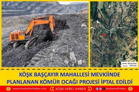 KÖŞK BAŞÇAYIR MAHALLESİ MEVKİİNDE PLANLANAN KÖMÜR OCAĞI PROJESİ İPTAL EDİLDİ